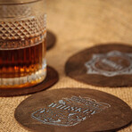 Genuine Calf Leather Whiskey Coaster // Brown