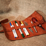 Genuine Calf Leather Pencil Pouch // Brown
