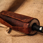 Genuine Calf Leather Wine Holder // Brown