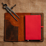 A5 Genuine Calf Leather Refillable + Unlined Notebook // Dark Brown
