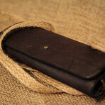 Genuine Calf Leather Glasses Case // Dark Brown
