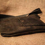 Genuine Calf Leather Mulit-Purpose Bag (Dark Brown)