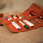 Genuine Calf Leather Pencil Pouch // Brown