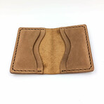 Genuine Calf Leather Folding Card Holder (Navy Blue)