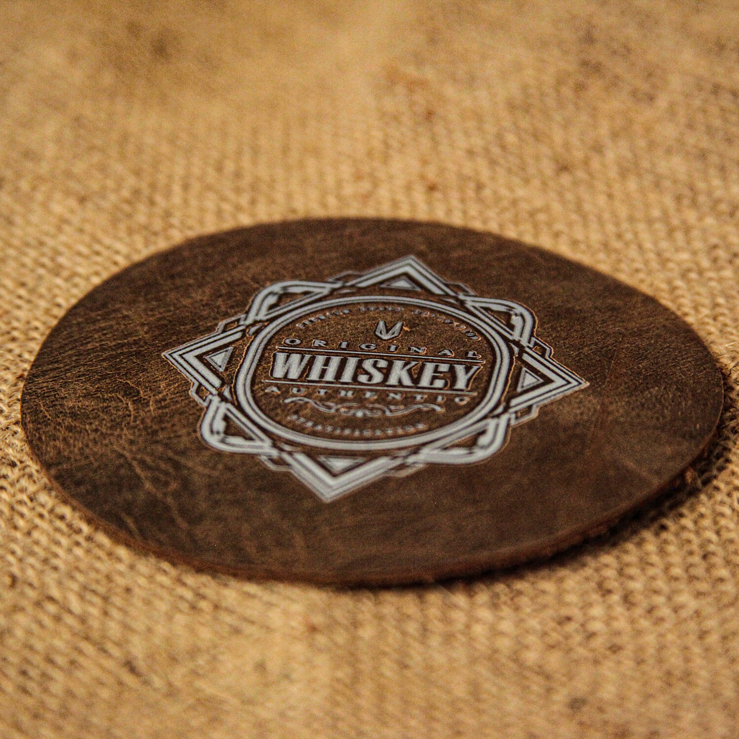 Genuine Calf Leather Whiskey Coaster // Brown Leatherax Touch of Modern