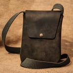 Genuine Calf Leather Mulit-Purpose Bag (Dark Brown)