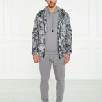Men's Printed Rain Jacket Style 2 // Gray (L)