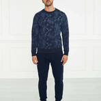 Men's Printed Sweatshirt // Navy (2XL)
