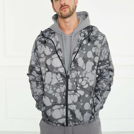 Men's Printed Rain Jacket Style 2 // Gray (S)