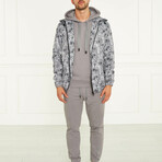 Men's Palm Trees Print Rain Jacket // Gray (XL)