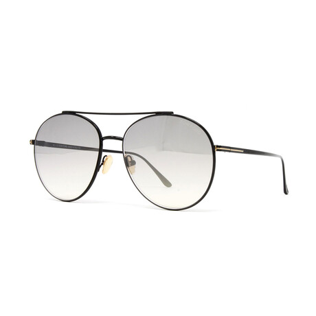 Tom Ford // Men's FT0757S Aviator Sunglasses // Black + Gold Smoke Mirror