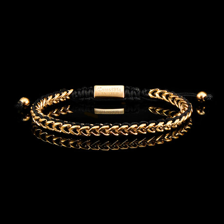 Gold Plated Stainless Steel Franco Chain Adjustable Bracelet // 7.75"