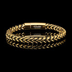 Polished Gold Plated Stainless Steel Franco Chain + Nylon Cord Bracelet // 8"