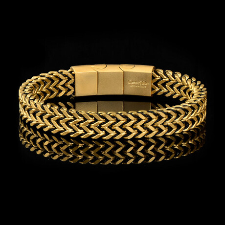 Matte Finish Gold Plated Stainless Steel Double Franco Chain Bracelet // 8.5"