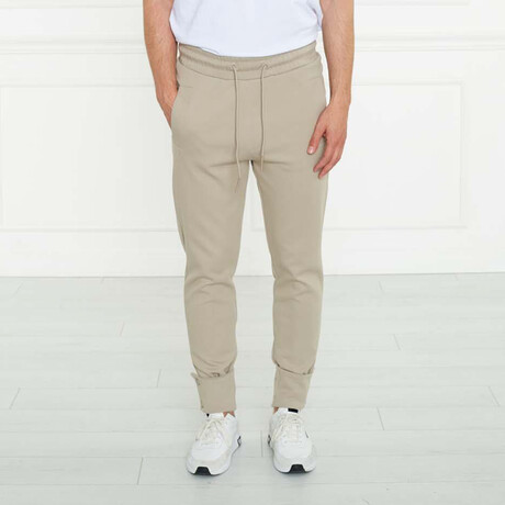 Men's Joggers + Ankle Snap Button // Beige (S)