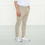 Men's Joggers + Ankle Snap Button // Beige (XL)