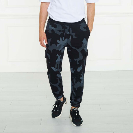 Men's Camo Print Sweatpants // Black (S)