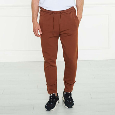Men's Joggers + Ankle Snap Button // Brown (S)