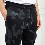 Men's Camo Print Sweatpants // Black (XL)