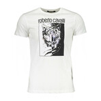 Men's T-shirt // Tiger Face // White (M)