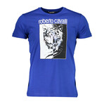 Men's T-shirt // Tiger Face // Blue (L)