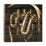 Detail Of The Brass Pipes Of A Tuba by Jane Rix (26"H x 26"W x 1.5"D)