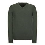 Solid V-Neck Pullover // Green (XL)