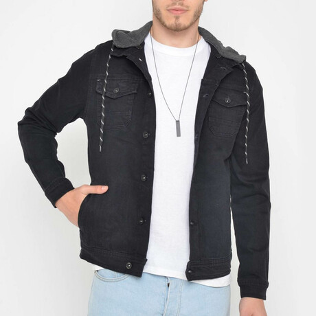 Denim Jacket + Removable Hood // Black (S)