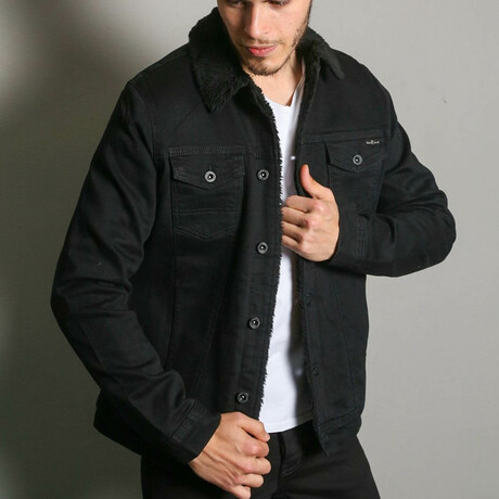 Fur Denim Jacket // Black (S)