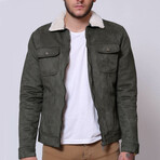 Suede + Shearling Jacket // Green (L)