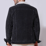 Thin Roving Velvet Sheepskin Buttoned Jacket // Black (S)