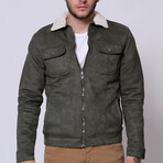 Suede + Shearling Jacket // Green (M)
