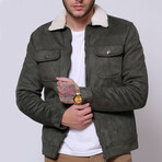Suede + Shearling Jacket // Green (M)