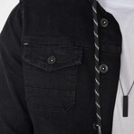 Denim Jacket + Removable Hood // Black (L)