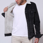 Thin Roving Velvet Sheepskin Buttoned Jacket // Black (S)