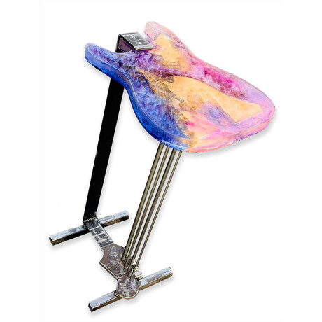 Transparent Purple, Blue, and Pink Fender Stratocaster Guitar Table