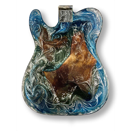 Blue and Silver Swirl Fender Telecaster Guitar Table
