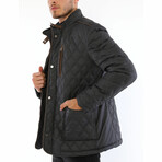 Button & Zip Up Quilted Jacket // Anthracite (S)