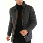 Button & Zip Up Quilted Jacket // Anthracite (M)