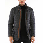 Button & Zip Up Quilted Jacket // Anthracite (3XL)
