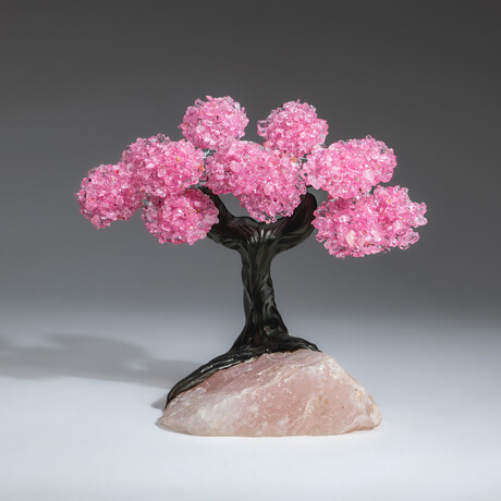 The Eternal Love Tree // Custom Genuine Rose Quartz Clustered Gemstone Tree on Rose Quartz Matrix v.6
