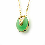 Cartier // 18k Yellow Gold Amulette de Cartier Diamond + Chrysoprase Necklace // 17" // Pre-Owned