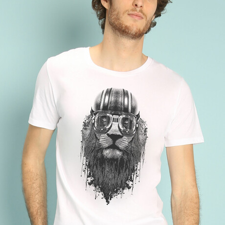 Lion Rider T-Shirt // White (Small)