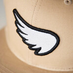 Embroidered Wing Patch Snapback // Sand