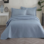 Quilted Bedspread // Set of 3 // Blue (Queen)