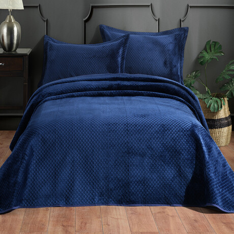 Quilted Sham // Set of 2 // Navy (Queen)