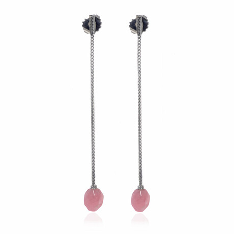 John Hardy // Classic Chain Sterling Silver + Rhodochrosite Earrings // Store Display