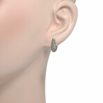 John Hardy // Classic Chain Sterling Silver + Diamond Huggie Hoop Earrings // Store Display