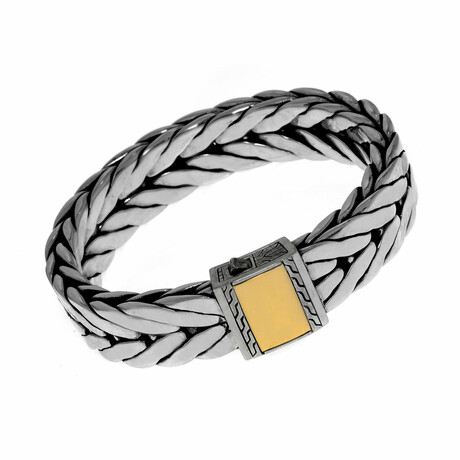 John Hardy // Sterling Silver + 18k Yellow Gold Bracelet // 7" // Store Display