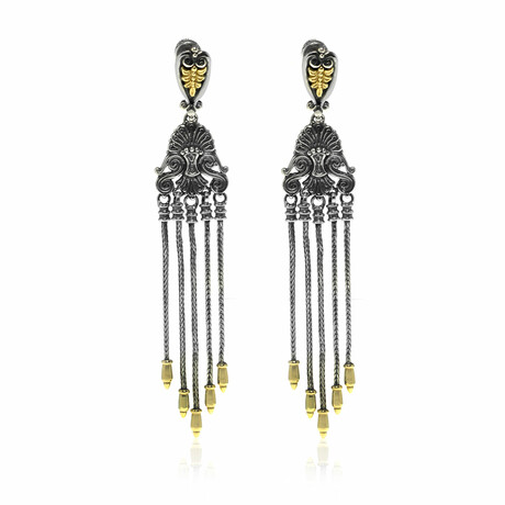 Konstantino // Penelope Sterling Silver + 18k Yellow Gold Chandelier Dangle Earrings // Store Display